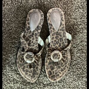 Animal print slide sandals